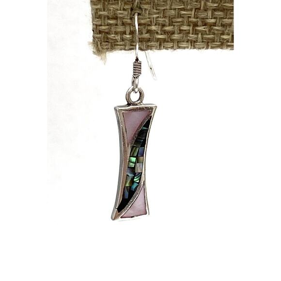 925 Thai SX Earrings Sterling Silver Drop Dangle Mother of Pearl Thailand - Picture 8 of 9